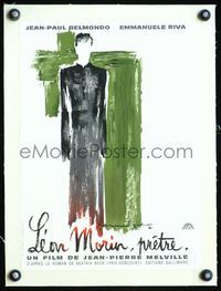 6a263 FORGIVEN SINNER linen French 15x21 '61 Jean-Pierre Melville, cool priest art by Raymond Gid!