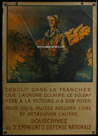 6a029 DEBOUT DANS LA TRANCHEE QUE L'AURORE ECLAIRE linen French WWI war  poster 1914-18, Droit
