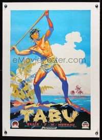 6a233 TABU linen German R78 F.W. Murnau & Robert Flaherty, cool artwork of island native!