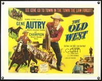 6a119 OLD WEST linen 1/2sh '52 Gene Autry rides Champion, busts broncs & knocks out bullies!