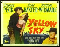 6a104 YELLOW SKY 1/2sh '48 c/u of Gregory Peck restraining Anne Baxter w/gun, Richard Widmark