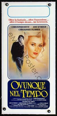 6a402 SOMEWHERE IN TIME linen Italian locandina '80 art of Christopher Reeve & Seymour by Sciotti!