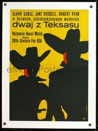 6a328 TALL MEN linen Polish 23x33 '65 cool completely different cowboy silhouette art by Gorka!