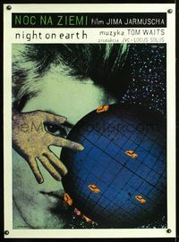 6a331 NIGHT ON EARTH linen Polish 27x38 '92 Jim Jarmusch, best different art by Klimowski!