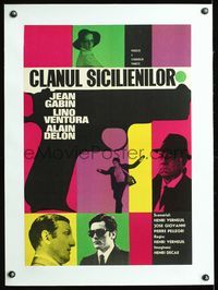 6a172 SICILIAN CLAN linen Romanian '70 Verneuil's Les Clan des Siciliens, Jean Gabin, Alain Delon