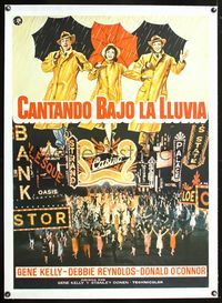 6a197 SINGIN' IN THE RAIN linen Spanish R70s Gene Kelly, Donald O'Connor, Debbie Reynolds,different!