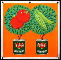 6a165 DEL MONTE VEGETABLES linen special 29x29 poster '50s great art showing how their fresh cans!