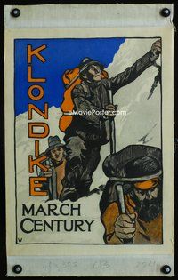 6a164 KLONDIKE MARCH CENTURY linen special 14x19 poster c1895 cool art of mountain climbers!