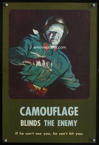 6a041 CAMOUFLAGE BLINDS THE ENEMY war poster '43 if he can't see you, he can't hit you, cool art!