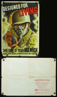 6a043 DESIGNED FOR LIVING war poster '44 don't use your gas mask as a knapsack or pillow!
