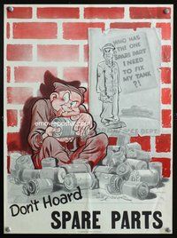 6a044 DON'T HOARD SPARE PARTS war poster '44 great art of a creepy hoarder by Will Eisner!