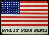 6a047 GIVE IT YOUR BEST! war poster '42 full-bleed image of American flag with 48 stars!