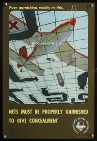 6a054 NETS MUST BE PROPERLY GARNISHED war poster '43 great art of Nazi plane with swastika!