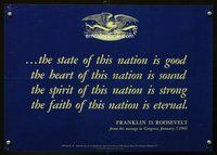 6a062 STATE OF THIS NATION IS GOOD war poster '43 quote from FDR's message to Congress!