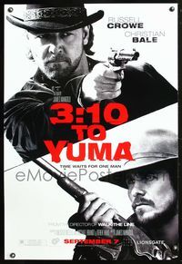 6b027 3:10 TO YUMA DS advance 1sh '07 headshots of Russell Crowe, Christian Bale!