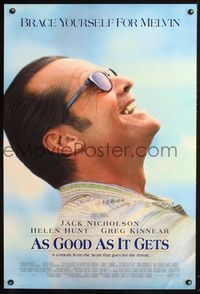6b048 AS GOOD AS IT GETS DS int'l 1sh '98 great close up smiling image of Jack Nicholson as Melvin!