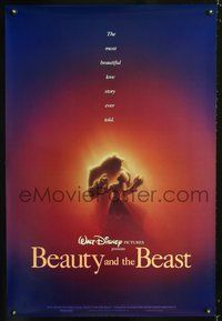 6b071 BEAUTY & THE BEAST 1sh '91 Walt Disney cartoon classic, most beautiful love story!