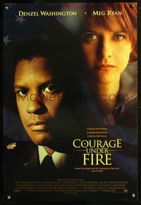 6b112 COURAGE UNDER FIRE int'l DS style A 1sh '96 headshots of Denzel Washington & Meg Ryan!