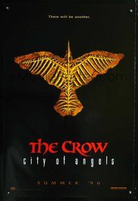 6b117 CROW CITY OF ANGELS teaser 1sh '96 Tim Pope directed, cool image of the bones of a crow!