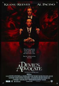 6b130 DEVIL'S ADVOCATE DS 1sh '97 Keanu Reeves, Al Pacino, Charlize Theron, Jeffrey Jones
