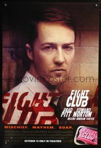 6b155 FIGHT CLUB advance 1sh '99 close-up portrait of Edward Norton!
