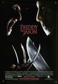6b166 FREDDY VS JASON DS advance 1sh '03 cool image of horror icons facing off!