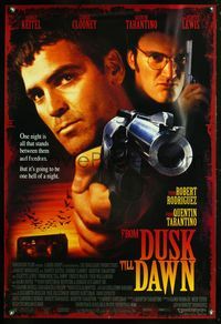 6b170 FROM DUSK TILL DAWN DS 1sh '95 close image of George Clooney & Quentin Tarantino, vampires!