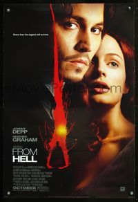 6b172 FROM HELL DS advance style B 1sh '01 close-up of Johnny Depp & Heather Graham!