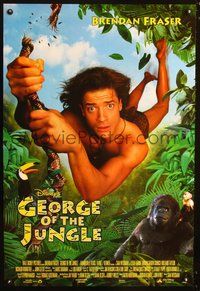 6b175 GEORGE OF THE JUNGLE DS Int'l 1sh '97 Brendan Fraser didn't watch out for that tree, Disney!