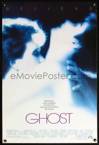 6b177 GHOST DS 1sh '90 classic Patrick Swayze & Demi Moore romantic close up!