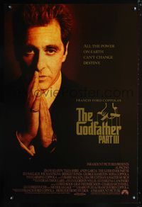 6b180 GODFATHER PART III DS int'l 1sh '90 close-up of Al Pacino, Francis Ford Coppola!