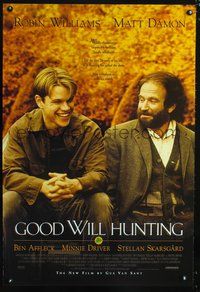 6b184 GOOD WILL HUNTING DS Int'l 1sh '97 great image of smiling Matt Damon & Robin Williams!
