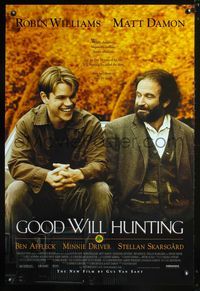 6b183 GOOD WILL HUNTING DS 1sh '97 great image of smiling Matt Damon & Robin Williams!
