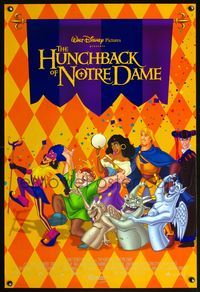 6b206 HUNCHBACK OF NOTRE DAME int'l DS 1sh '96 Walt Disney cartoon, cool checkerboard art!