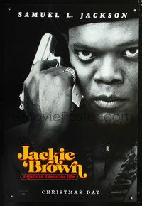 6b220 JACKIE BROWN teaser 1sh '97 Quentin Tarantino, cool image of Samuel L. Jackson w/gun!