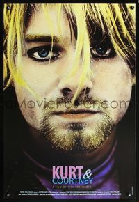 6b234 KURT & COURTNEY arthouse 1sh '98 grunge music, great super close portrait of Cobain!