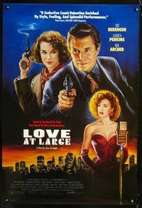 6b248 LOVE AT LARGE 1sh '90 film noir artwork of Tom Berenger, Elizabeth Perkins, Anne Archer!