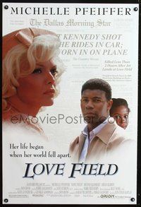 6b249 LOVE FIELD DS 1sh '92 Michelle Pfeiffer, Dennis Haysbert, cool Dallas newspaper design!