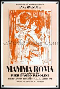 6b251 MAMMA ROMA 1sh '95 directed by Pier Paolo Pasolini, Brini art of Anna Magnani!