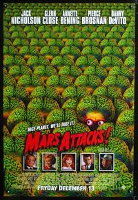 6b252 MARS ATTACKS! DS advance 1sh '96 directed by Tim Burton, great image of many alien brains!