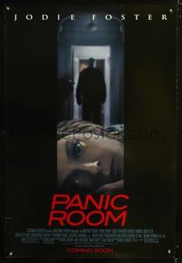 6b287 PANIC ROOM DS advance 1sh '02 creepy image of Jodie Foster & shadowy figure!
