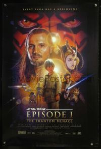 6b294 PHANTOM MENACE style B 1sh '99 George Lucas, Star Wars Episode I, art by Drew Struzan!