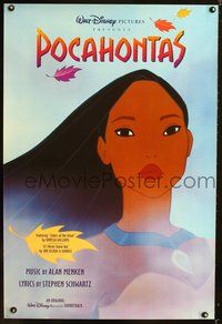 6b300 POCAHONTAS soundtrack 1sh '95 Walt Disney, Native Americans, cool art of title character!