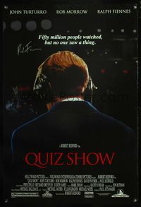 6b020 QUIZ SHOW DS signed 1sh '94 by Ralph Fiennes, fifty million watched and didn't see a thing!