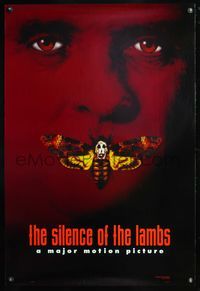 6b337 SILENCE OF THE LAMBS DS teaser Hopkins 1sh '90 image of Anthony Hopkins with moth over mouth!