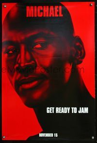 6b346 SPACE JAM DS teaser 1sh '96 cool close-up of Michael Jordan, get ready to jam!