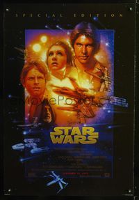 6b354 STAR WARS DS advance style B 1sh R97 George Lucas classic sci-fi epic, art by Drew Struzan!
