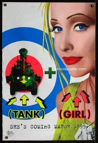 6b363 TANK GIRL DS teaser 1sh '95 wacky Lori Petty w/cool bullseye pop-art image!
