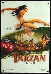6b364 TARZAN DS advance 1sh '99 cool Walt Disney jungle cartoon, from Edgar Rice Burroughs story!