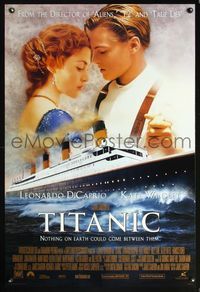 6b372 TITANIC int'l DS style B revised 1sh '97 Leonardo DiCaprio, Winslet, directed by James Cameron